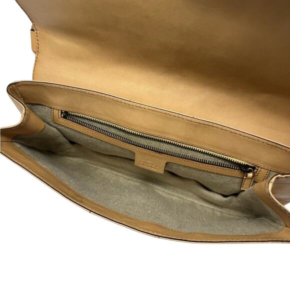 Gucci Vintage Camel Leather Shoulder Bag – Rare GG Logo, 2000s Minimalist Icon - Picture 12 of 14